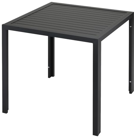 Clevich Gartentisch 75x75 cm, Balkontisch klein aus Aluminium | Wetterfester Balkontisch für Terrasse & Garten, Esstisch Garten für 4 Personen, pflegeleicht und langlebig, schwarz