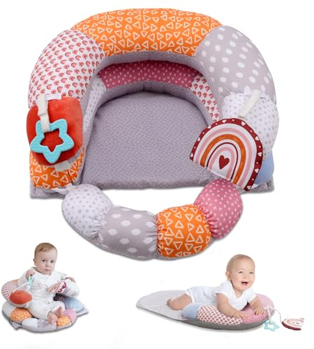 2-in-1 Tummy Time Baby Mat & Seated Support Pillow, Tummy Time Cushion