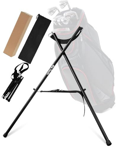 Soporte para bolsa de golf para carrito, domingo, bolsas de transporte, ligero, actualizado, plegable, accesorios portátiles, patas plegables, color negro
