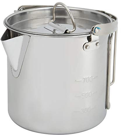 Hanging Camping Coffee Pot, 1.2L Stainless Steel Portable Camping Percolator Outdoor Teapot with Handles and with Lids for Hiking, Picnic, Backpacking