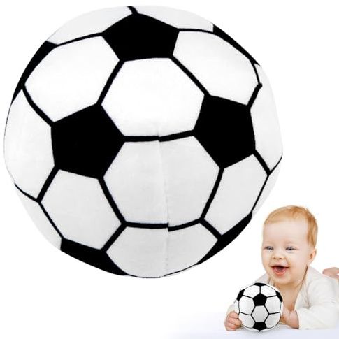 LEADSTAR Plysch Fotboll Leksaker, Spel Spel Nyfödd 0 3 6 9 12 Månader, Plysch Fotboll Svartvit Och Hög Kontrast Sensorisk Nyfödd Leksaker, Sportleksak Present till Barn 0 till 36 Månader