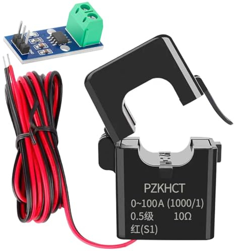 Youmile Trasformatore di corrente PZCT-02 Sensore a bobina con struttura a giunto a scatto e nucleo diviso, con modulo sensore ACS712 30A per contatore di energia da 100A con base mini split
