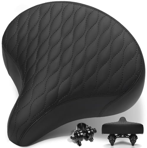 Phroxbik Wide Bike Seat for Men & Women Comfort, Extra Soft Padded Large Bicycle Seat Cushion, Comfortable Oversized Bike Saddle for Ebike, Mountain Bike, Beach Cruiser, Stationary Exercise Bike