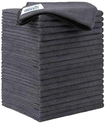 HOMEXCEL Grau Mikrofasertücher 20 Stück, Wiederverwendbare Küchen-Mikrofaser-Reinigungstücher, Lappen Putztücher Geschirrtücher, Fusselfreie Waschbare für Zuhause, Fenster, Auto 30 x 30 cm