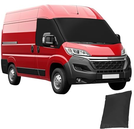 Frontscheiben-Abdeckung passend für 2006-2022 Peugeot Boxer/Citroen Jumper/FIAT Ducato X250/290, 600D Verdunkelung wasserdicht Auto-Windschutzscheibenabdeckung Frostschutz wetterfester Vorhang