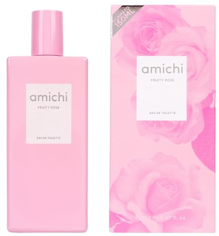 AMICHI - Fruity Rose 150 ml, Colonia Mujer, Perfume Formato Spray, Eau de Toilette Femenina, Agua Fresca, Fragancia Afrutada Floral, Aroma Seductor de Larga Duración