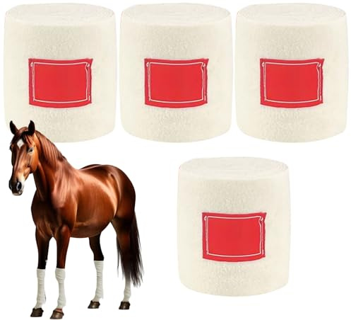 Hitburu Bandage Vétérinaire pour Cheval, Bandage Auto-Adhésif pour Cheval, 4 Bandages Souples pour Équitation Événements Équestres Entraînement Soins Écurie