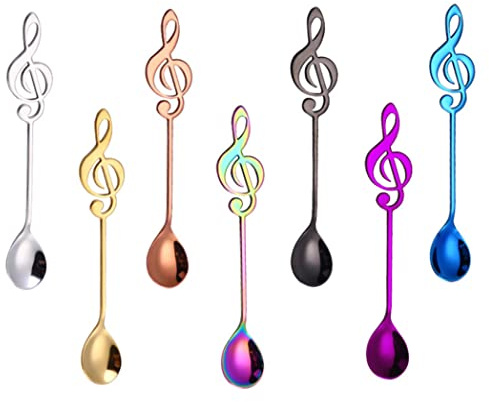 Cuillères à notes de musique 7 couleurs, cuillères à café mignonnes en acier inoxydable, café du personnel |.