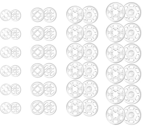 120 Paare Transparent Kunststoff Druckknöpfe zum AnnäHen, Kunststoffnäh Druckknöpfe für Kleidung, Transparente Knöpfe für Kleidung, DIY Handwek, Hemden, Hosen (7,5 mm, 10 mm, 15 mm)