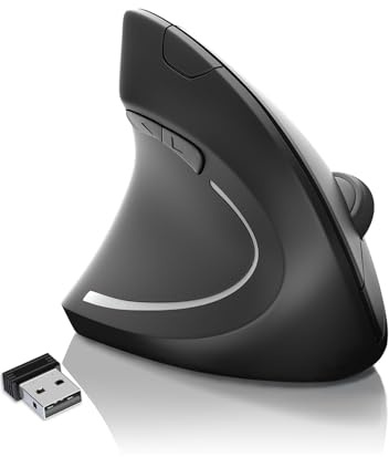 Lhome Left Handed Mouse, 2.4G USB Wireless Ergonomic Vertical Mouse, Ergonomic Design, Optical Model, Prevention Against Tennis Elbow, for Laptop Desktop PC Computer Ect