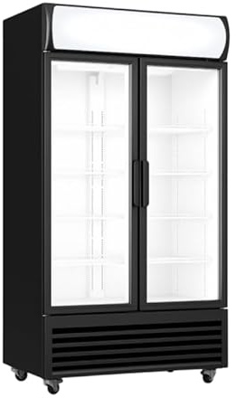 Genérico Armario para bebidas - 568 L - 2 Puertas Acristaladas - Interior Blanco - Refrigeración Positiva +1°C/+10°C - LED - 8 Estantes Regulables - Dimensiones LPH: 880 x 610 x 1973 mm