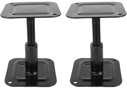 NOENNULL Lot de 2 Crics de Support de Sol Réglables de 11,4 Cm à 20,3 Cm, Poteau en Acier Robuste, Mini Vérin à Vis, Support de Sol pour Camping-Car, Bateau, sous-Sol, Porche, Terrasse,