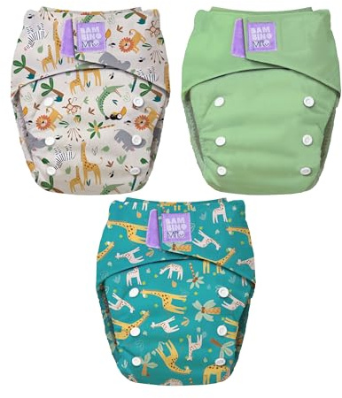 Bambino Mio, confezione da 3 pannolini riutilizzabili rivoluzionari (VITA SELVATICA) – Pannolini di stoffa dalla nascita fino al vasino | Lavabili | Pannolini per neonati certificati OEKO-TEX