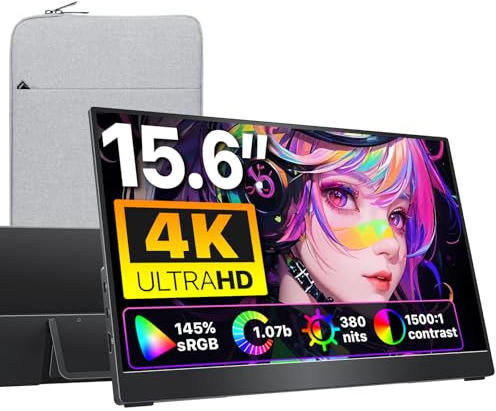 cocopar Ecran Portable 15,6 Pouces 4K QHD 145% sRGB avec Haut-Parleur HDMI USB-C Moniteur Portable Monitor pour Ordinateur Portable MacBook Surface PC Xbox PS5, VESA (Reconditionné)