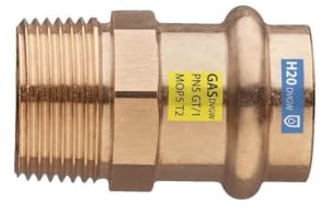 Gas - Wasser Pressfitting, Kombifitting Übergangsstück I/AG 22 mm x 1/2 Kontur V