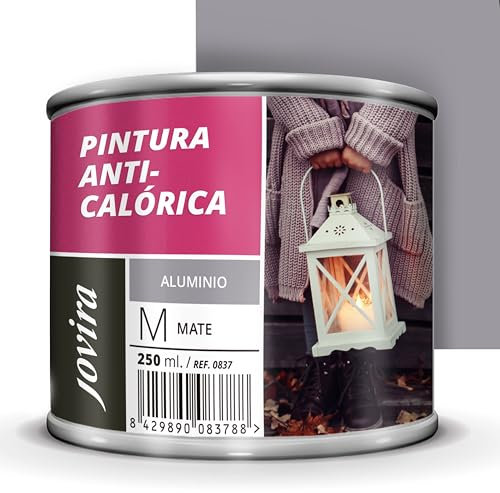 JOVIRA PINTURAS Pintura Anticalórica alta Temperatura. Diseñada para decorar, proteger y dar a las superficies un acabado resistente a las altas temperaturas. (250 Mililitros, Aluminio)