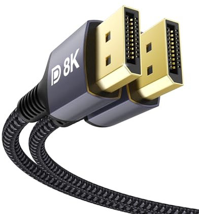 Stouchi Cavo DisplayPort 1.4 240Hz 2M/6.6FT DP1.4 supporto 8K@60Hz 4K@60Hz/ 144Hz/120Hz 5K@60Hz/120Hz 2K@165Hz/240Hz VESA FreeSync G-Sync 32,4 Gbit/s HDR10 Cavo per gaming monitor