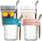 Hniuyun 4 Pack Overnight Oats Jars with Lids and Spoon, 10 oz Airtight Breakfast Jars with Measurement Marks, Mason Jars with Lid for Salads Cereal Milk Porridge Fruit