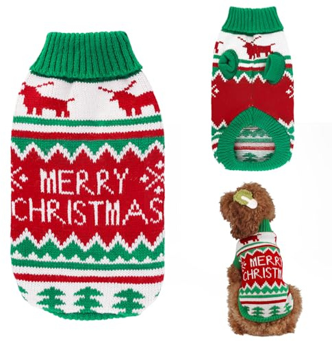 Lyneun Hundepullover Weihnachten, Hund Weihnachten, Weihnachtspullover Hunde, Warm Pullover für Hunde, Strickpullover für Hunde, Hunde Pullis Haustier Kostüm Mantel