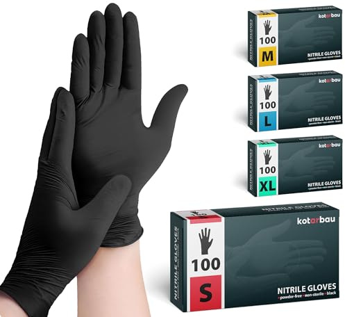 KOTARBAU® 100 Stück Box Einweghandschuhe Nitrilhandschuhe Einmalhandschuhe S Schwarze Handschuhe Einweg Gummihandschuhe Schutzhandschuhe Werkstatt Zubehör Kochhandschuhe Gloves