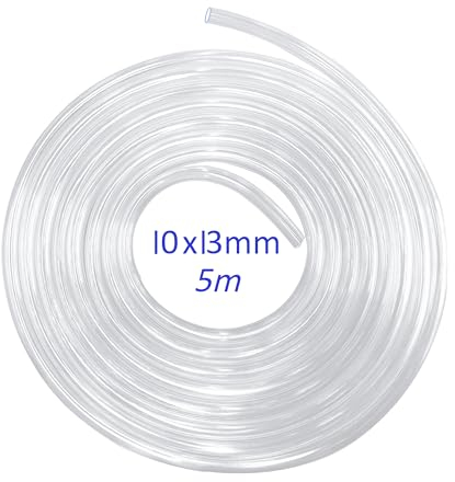 BBYPP Tubo trasparenti, Ø interno 10mm x Ø esterno 13mm, 5m Lengh, Tubo di Plastica Flessibile per la Casa Riparazione Acqua Olio Trasferimento Acquario