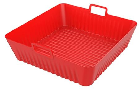 Silikon-Einsätze für Heißluftfritteuse,Silikon-Einsätze für Heißluftfritteuse, Silikon-Korbschüssel für die Heißluftfritteuse, 20 cm wiederverwendbarer, hitzebeständiger Silikonkorb für Heißluftfritte