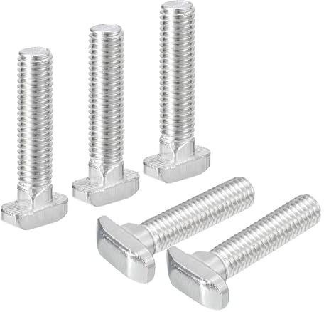 QUARKZMAN 20Pcs Pernos Ranura En T, M8 x 40mm Perno Cabeza Martillo Tornillo T Espárrago Inserción Para Perfil Extrusión Aluminio Serie 4040, Acero Inoxidable 304, Plateado