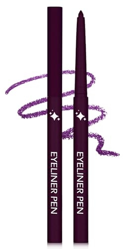 Crayon Yeux Violet Pailleté, Super Doux et Lisse Glitter Gel Eyeliner Pen | Très Pigmenté Eye Liner Couleur, Waterproof and Durable avec Effet Paillette Métallique, Maquillage Femme les Yeux Noël