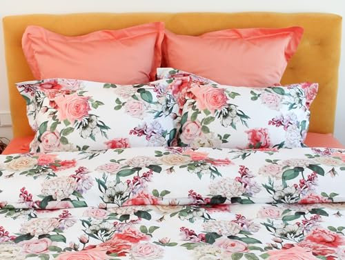 av Thannen Luxury Bedding sängkläder set lila och ros 100 % merceriserad bomullssatin 300 TC lätt att stryka (135 x 200 + 80 x 80)