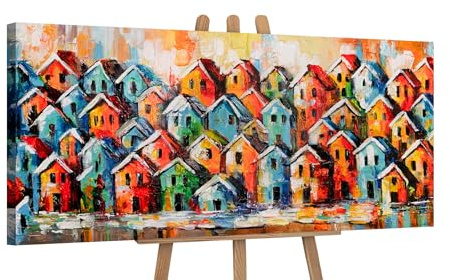 YS -Arte de cuadros coloridos pinturas acrílicas sobre lienzo colorido pintado a mano mural sala de estar moderna decoración del hogar cuadros oficina arte real 115x50 cm