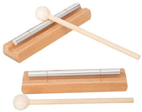 LRXIYODE Handglocken als Erinnerungston 2 Stück aus Aluminium und Holz mit Klarem Klang und Gutem Echo für Yoga Meditation und Klassenzimmer