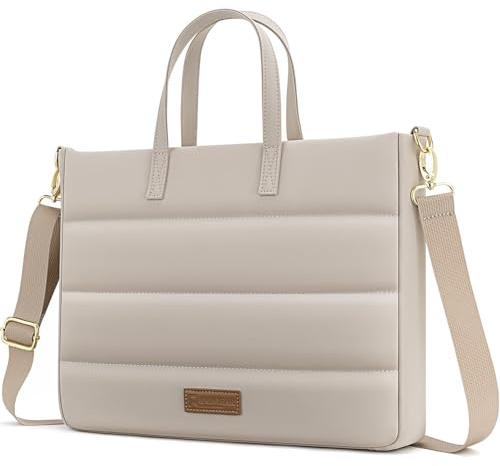 RAINYEAR 13-14 Zoll Damen Laptoptasche Aktentasche für Macbook Notebook Chromebook, Elegante Tasche für die Arbeit Büro Business University, Handtasche mit Laptopfach, Khaki