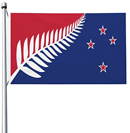 Deko-Flagge Neuseeländischer Maori-Farn Mit Ösen Piratenflagge Langlebige Pride Fahnen Für Außen Terrasse Feiertage 3X5 Ft