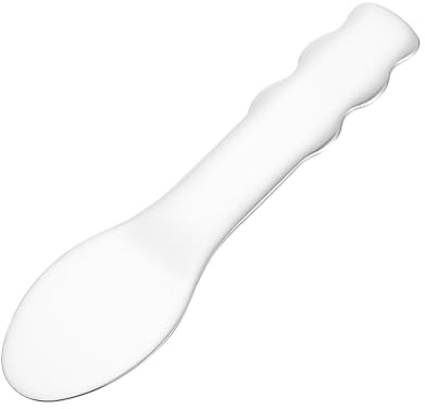 PHENOFICE Cuillère à Crème Yeux Outil de Soin Peau Portable et Compact en Acier Inoxydable Argenté pour Maquillage, Usage Quotidien