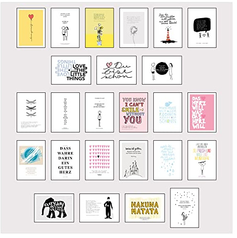 Postkarten Box - Set mit 25 Detailverliebten und Hand designten hochwertigen Postkarten mit liebevollen Zitaten und Sprüchen: 25 Postkarten die glücklich machen