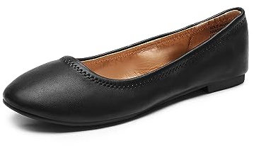 DREAM PAIRS Women's Slip On Round Toe Ballerina Ballet Flats Pumps Shoes Sole Happy Black Size 12 US/ 10 UK