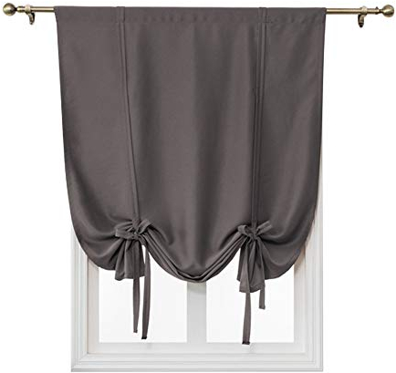 ele ELEOPTION Tenda Oscurante Semplice con Lacci, con Tasca per Asta, per Isolamento Termico, Oscurante, per Camera da Letto, Soggiorno, Cucina, Finestra Piccola, Poliestere (80x120cm, Grigio Scuro)