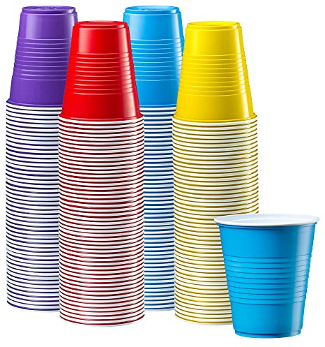 GUSTO [12 oz. - 240 Count Plastic Party Cups Disposable - Assorted Colors Drinking Cups for Party, Events, and Everyday Use - Formely Comfy Package