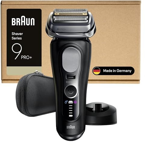 Braun Series 9 PRO+ Electric Shaver, 5 plus 1 Ultra Thin Precision Blades, Pro SensoAdapt, Up to 60 min, Charging Stand, Wet & Dry Foil Razor for Men, 9610SI, Black