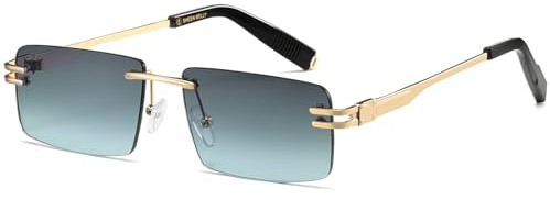 SHEEN KELLY Retro randlose Sonnenbrille für Männer Frauen Rechteck Ultra-Small Frame Sonnenbrille Durchsichtige Brille