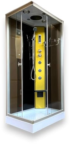 Cabine de Douche hydromassante SPA Bain Massage 100 x 70 cm Verre 6 mm Taormina