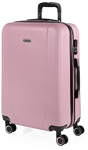 ITACA - Valigia Media da Viaggio Rigide. Trolley Medio con 4 Ruote. Materiale ABS Valigia Media Rigida in Offerta Resistente e Super Leggero - Valigia 20 kg Lucchetto TSA, Rosa