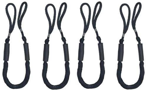 JT-HLM Black Bungee Dock Line, Mooring Rope Bungee Cord, Boat Dock and Anchor Lines, 4 ft for Boat,Yacht