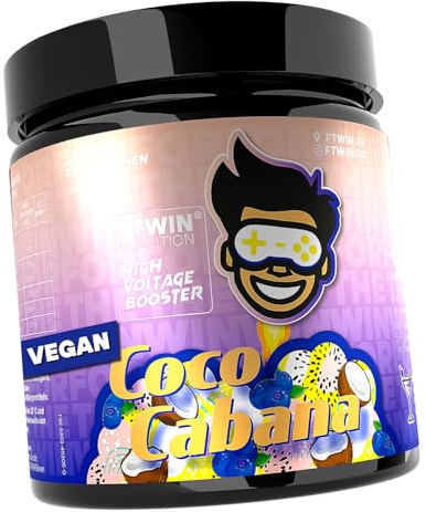 FTWIN® Nutrition Gaming Booster | Reflex, Focus, Energy, Endurance | 40 Servings | Vegan | Für Gamer und E-Sportler | Perfekt für lange und intensive Gaming-Sessions (320 g, Coco Cabana)