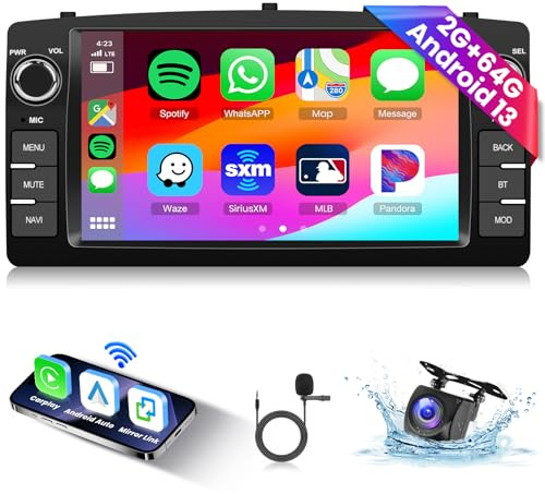 2G+ 64G Android Autoaido 2 Din För Toyota Corolla e120 2000-2006 Byd f3 2006-2013 Med Carplay Android Bil, Hodozzy Radio 7 Tums Pekskärm Med Navi Bluetooth Wifi Dsp FM/RDS Radio, Bakre Kamera