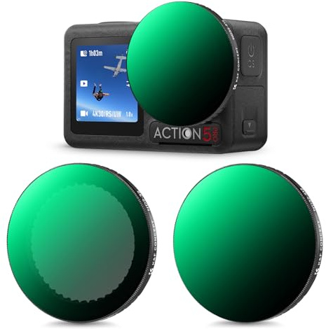 K&F CONCEPT Filtre ND2-32 et ND32-512 Snap-on Système Rapide Compatible avec DJI 0smo Action 3/4/5 Pro Ddensité Neutre Variable HD Verre Optique | Système rapide snap-on, densité neutre variable HD, verre optique, DJI Osmo Action 3/4/5 Pro, FD131