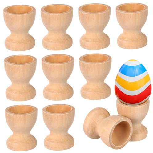 Cabilock 3 Ensembles Plateau À Oeufs En Bois Forme Ton Ancien Soutien Peint Porte-oeufs Rustique Plateau D'oeufs De Bricolage Coquetiers Vintage Bambou Khaki 15 Pièces * 3
