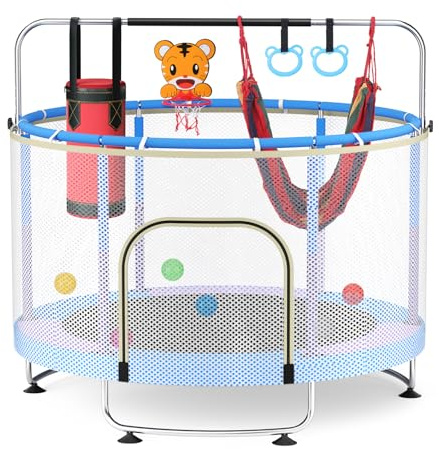 Brolteja Trampolino per bambini,Trampolino per bambini con cestino da basket, 150 cm, Da Giardino Per Bambini,regalo per bambini