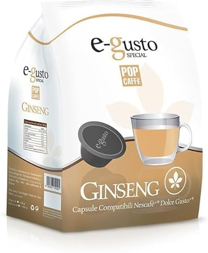 80 POP CAFFE GINSENG Capsule compatibili con Dolce Gusto - POP CAFFE E-GUSTO Ginseng solubile compatibile con Macchine Nescafè Dolce Gusto – 5 Sacchetti da 16 - (80, GINSENG)
