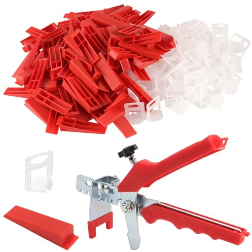 ZEONHEI 701 unidades de sistema de nivelación de azulejos, 3 mm, juego de nivelación de azulejos con 500 lengüetas, 200 cuñas de azulejos y 1 alicates, herramienta para azulejos de pared y baldosas